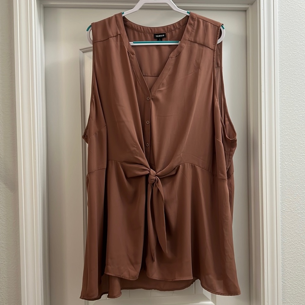 Torrid Blouse with Button and Front Tie Details